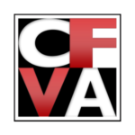 CFVA logo with bold letters in black, white, and red