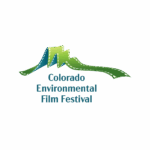 Colorado Environmental Film Festival logo, green mountain design above event name in blue text