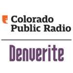 Colorado Public Radio logo with orange shape; "Denverite" in purple below