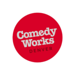 Comedy Works Denver logo, red circle with white and black text