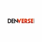 DENVERSE Magazine logo with black and orange stylized text on brown background