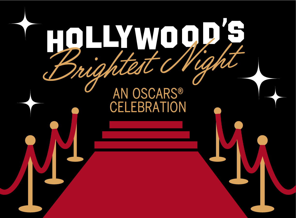 Hollywood's Brightest Night, an Oscars celebration, with red carpet and golden stanchions