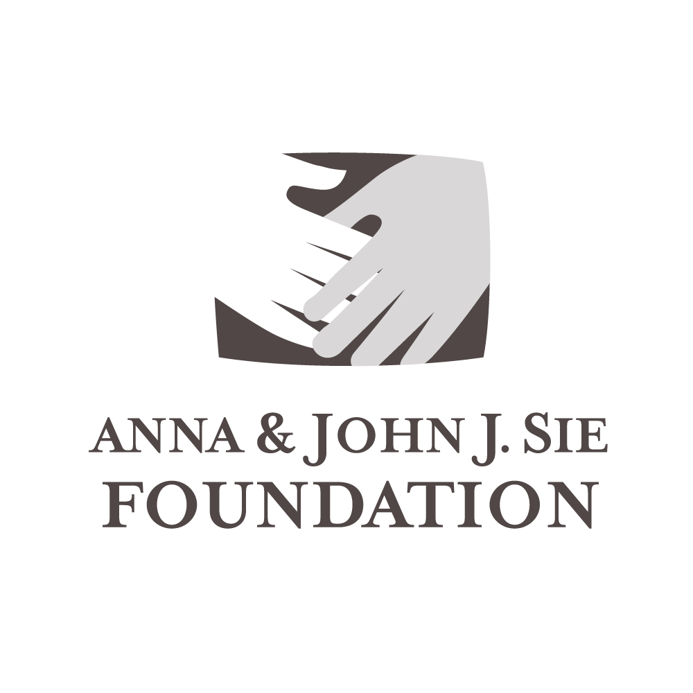 Anna & John J. Sie Foundation logo with interlocking hands in grayscale