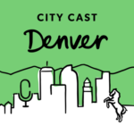 City Cast Denver logo with white skyline outline on green background