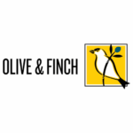 Olive & Finch logo with stylized finch on yellow background