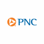 PNC logo with blue letters and orange emblem