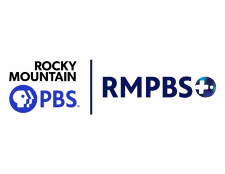 "Rocky Mountain PBS logo with human profile and 'RMPBS+' text"