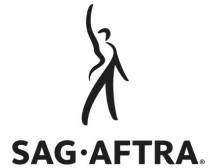 SAG-AFTRA logo, abstract human figure, text below