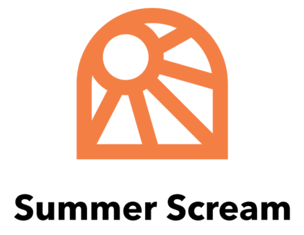 Good Day logo, orange sunburst window design