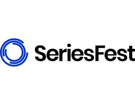 [SeriesFest] logo, circular blue design with bold black text