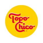 Topo Chico logo, red text on yellow circle background