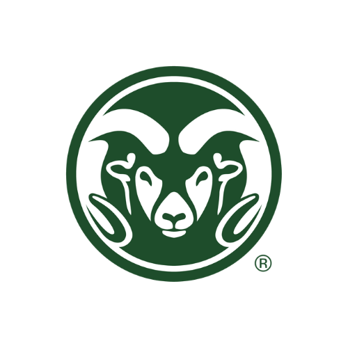 Colorado State University logo, green and white ram head in a circle