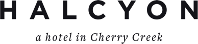 Halcyon logo with bold letters and tagline "a hotel in Cherry Creek" underneath [Model: gpt-4o]