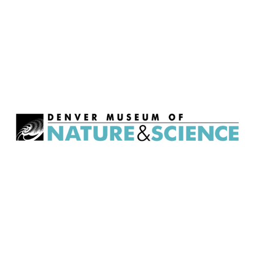 Denver Museum of Nature & Science logo, black and teal text with wave graphic