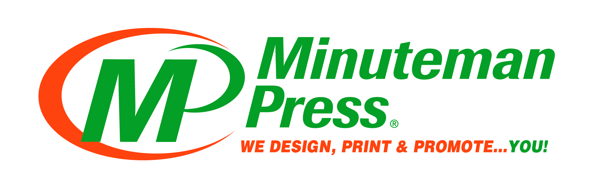 Minuteman Press logo with "We Design, Print & Promote... You!" slogan in green and orange colors